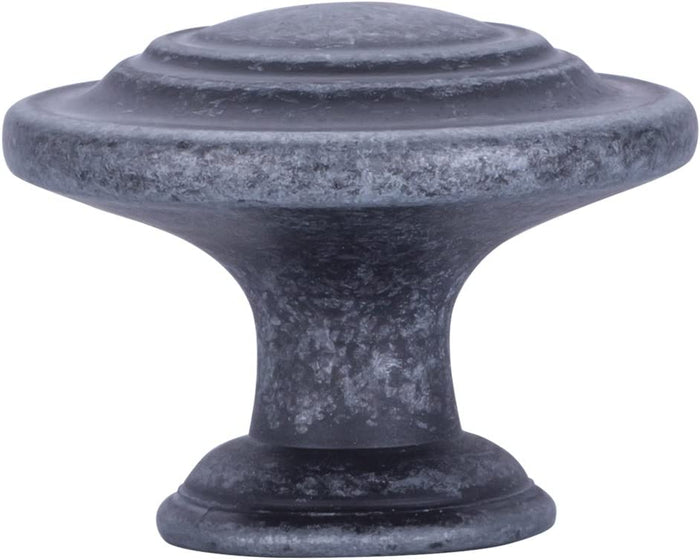 AmazonBasics Traditional Top Ring Cabinet Knob 1.25in Diameter Antique Silver 10Pack