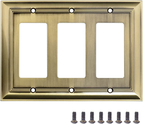 AmazonBasics Triple Gang Wall Plate Antique Brass 1 Pack