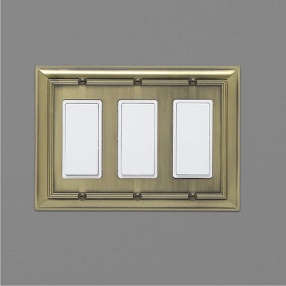 AmazonBasics Triple Gang Wall Plate Antique Brass 1 Pack