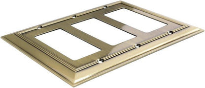 AmazonBasics Triple Gang Wall Plate Antique Brass 1 Pack