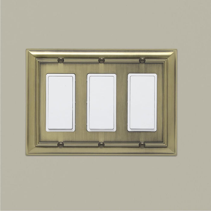 AmazonBasics Triple Gang Wall Plate Antique Brass 1 Pack