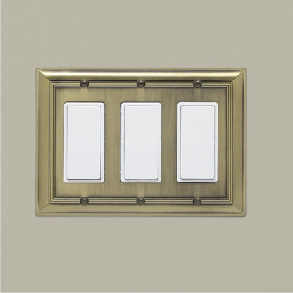 AmazonBasics Triple Gang Wall Plate Antique Brass 1 Pack