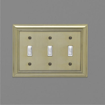 AmazonBasics Triple Toggle Wall Plate Antique Brass 1Pack
