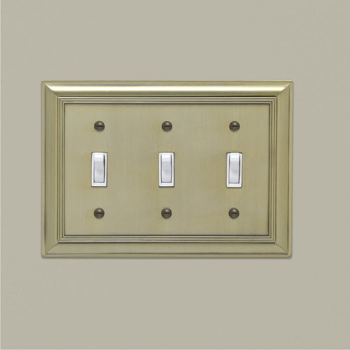AmazonBasics Triple Toggle Wall Plate Antique Brass 1Pack