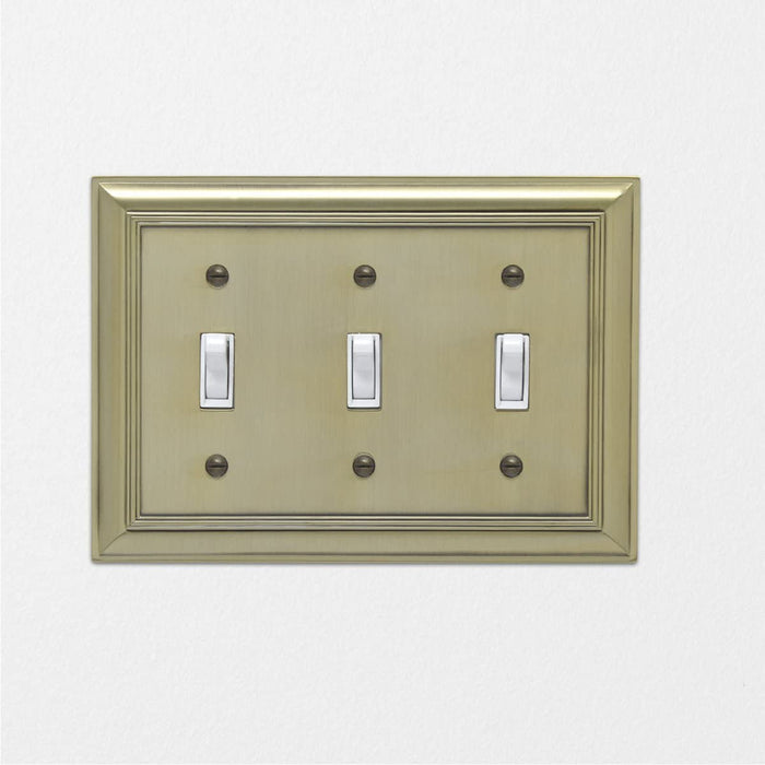 AmazonBasics Triple Toggle Wall Plate Antique Brass 1Pack