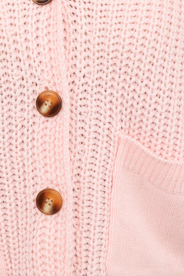Petal and Pup USA KNITWEAR Amelia Oversize Collar Button Cardigan - Pink