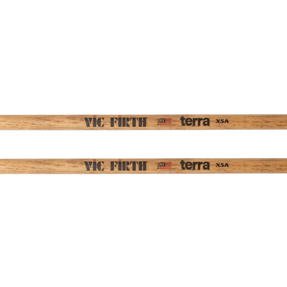 American Classic® X5AT Terra Series Drumsticks, Wood Tip logo and text detail.