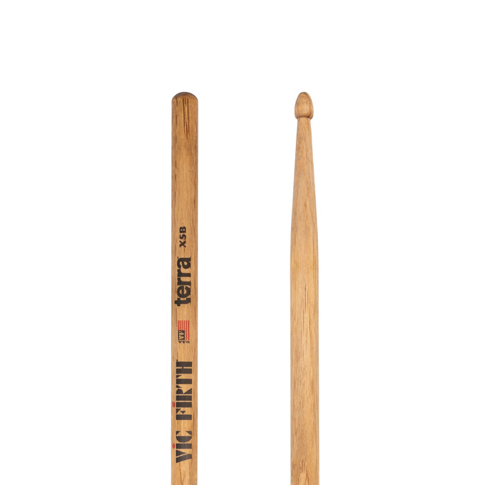 The butt and tip of the American Classic® X5BT Terra Series Drumsticks, Wood Tip