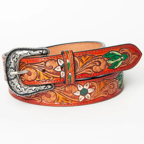 American Darling Hand Tooled Leather Western Belt