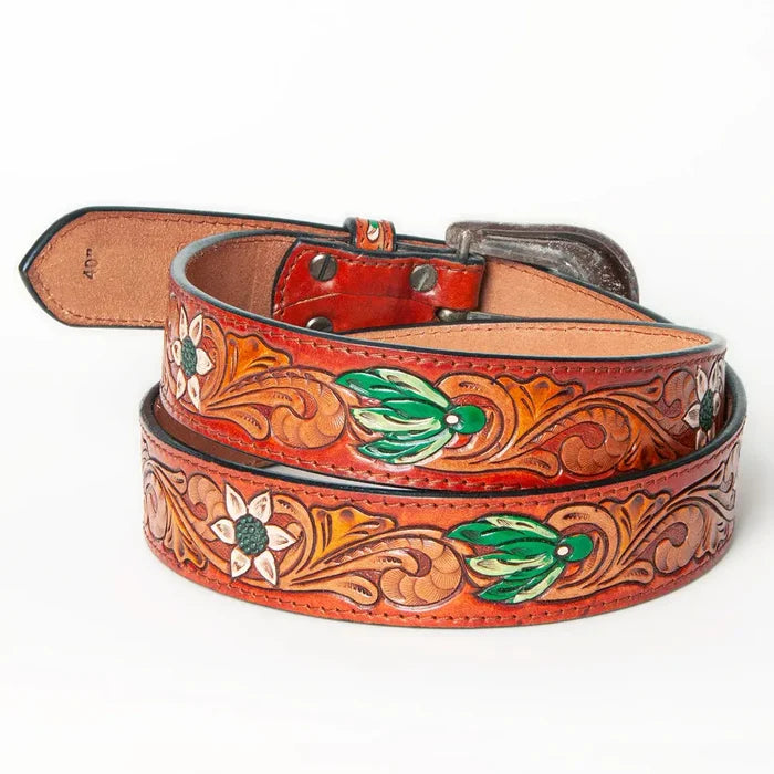 American Darling Hand Tooled Leather Western Belt