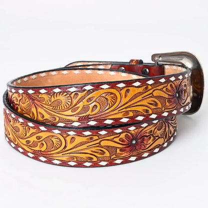 American Hand Tooled Leather Western Belt