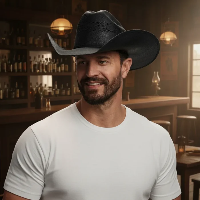 American Hat Makers Bozeman Black Straw Cowboy Hat