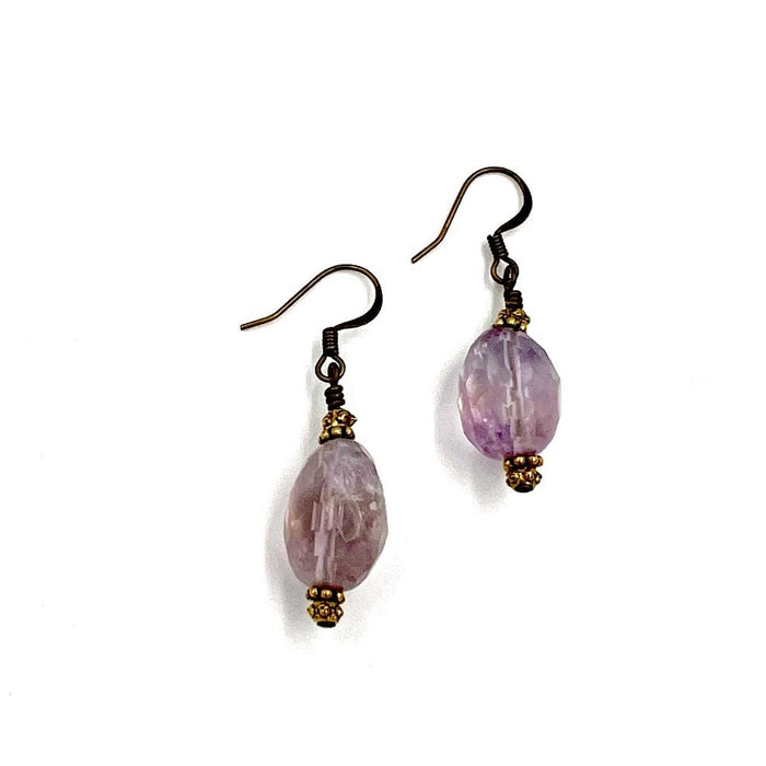 Amethyst + Brass Earrings