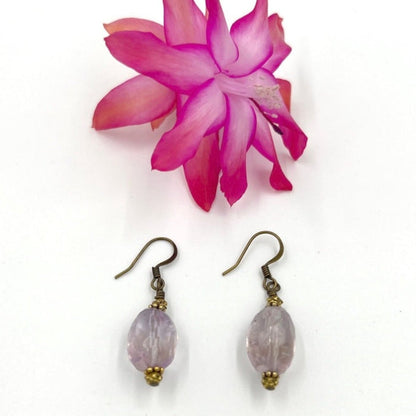 Amethyst + Brass Earrings