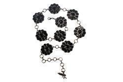 Angel Ranch Women's 2" Black Floral Concho Chain Belt