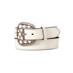 Angel Ranch Women's Cracked White Leather Belt