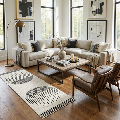 Angus Black & White Geometric Area Rug [Online Only]