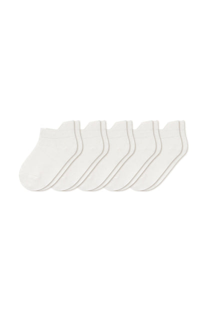 Five pairs of ankle socks in Cloud  laying flat on a white background.