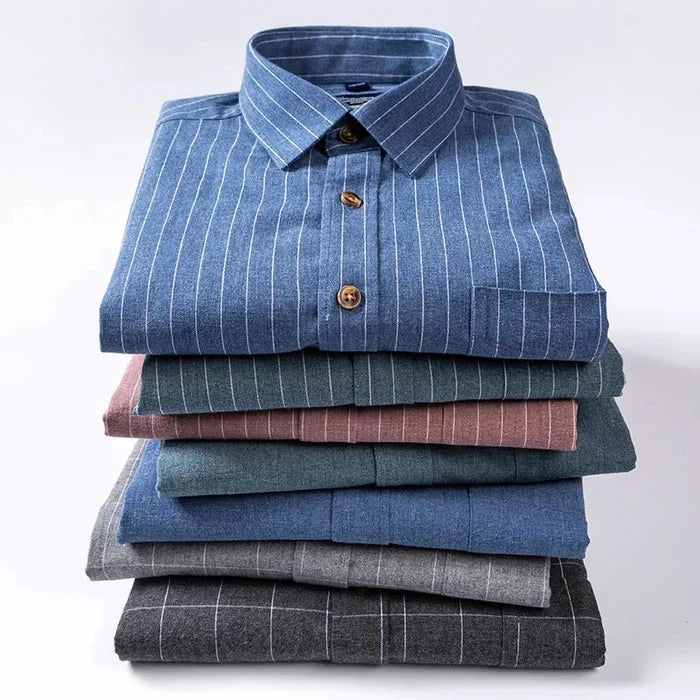 Antonios 100% cotton formal shirt - AntoniosClothing - Grey with white strips