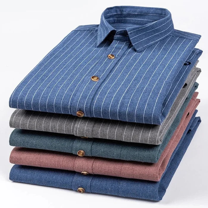 Antonios 100% cotton formal shirt - AntoniosClothing - Grey with white strips