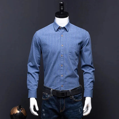 Antonios 100% cotton formal shirt - AntoniosClothing - Grey with white strips