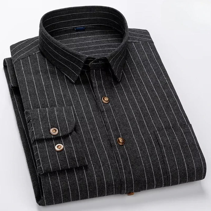 Antonios 100% cotton formal shirt - AntoniosClothing - Black with white strips