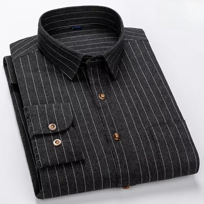 Antonios 100% cotton formal shirt - AntoniosClothing - Black with white strips