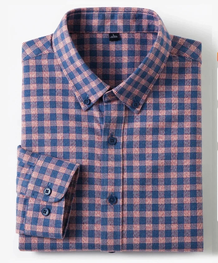 Antonios checkered business long-sleeve shirt - AntoniosClothing - Red grid