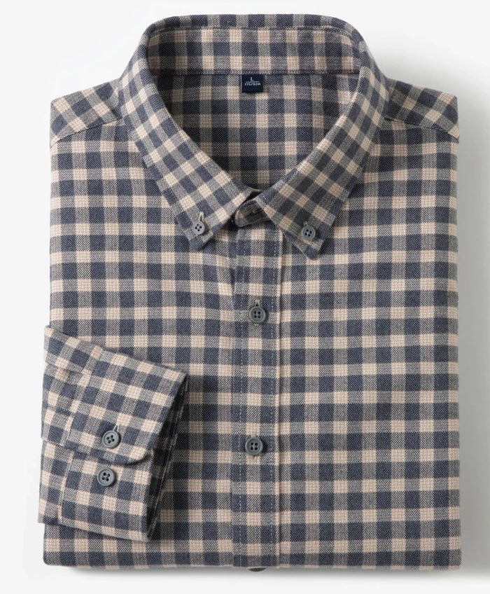 Antonios checkered business long-sleeve shirt - AntoniosClothing - Red grid