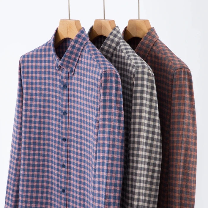 Antonios checkered business long-sleeve shirt - AntoniosClothing - Red grid