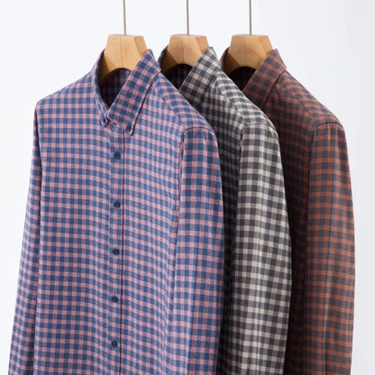 Antonios checkered business long-sleeve shirt - AntoniosClothing - Red grid