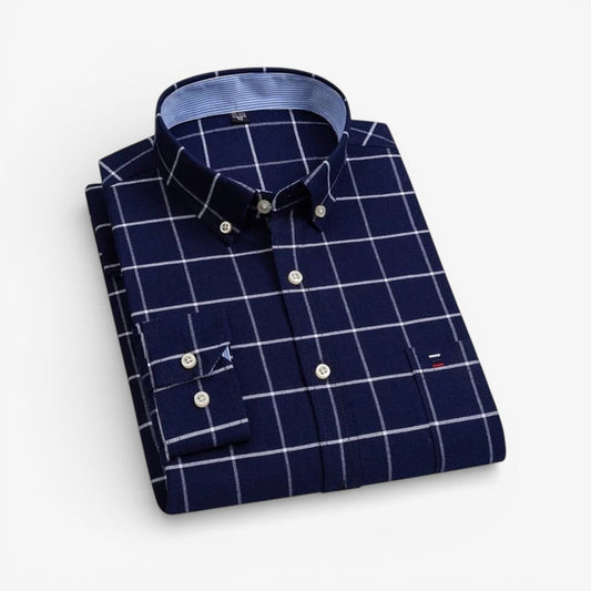 Antonios cotton oxford smart-casual shirt - AntoniosClothing - Grey with white strips