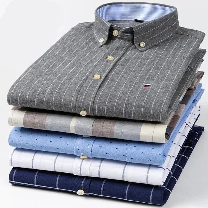 Antonios cotton oxford smart-casual shirt - AntoniosClothing - Grey with white strips
