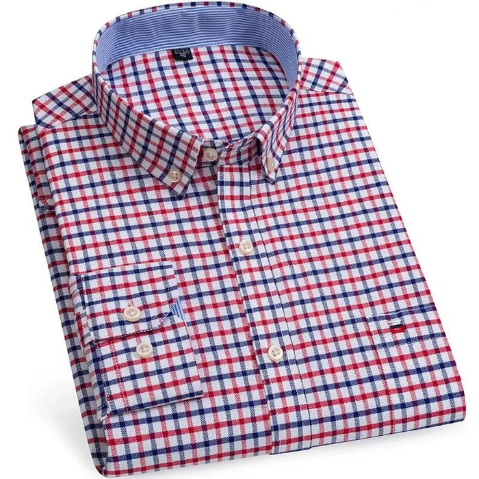 Antonios cotton oxford smart-casual shirt - AntoniosClothing - Grey with white strips
