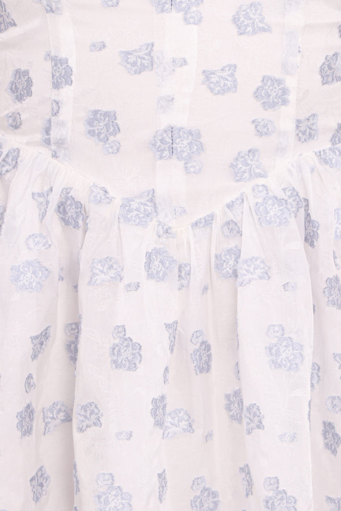 Petal and Pup USA DRESSES Arianne Mini Dress - White/Blue Floral (Hold for Amazon)