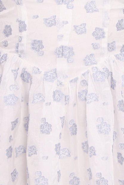 Petal and Pup USA DRESSES Arianne Mini Dress - White/Blue Floral (Hold for Amazon)