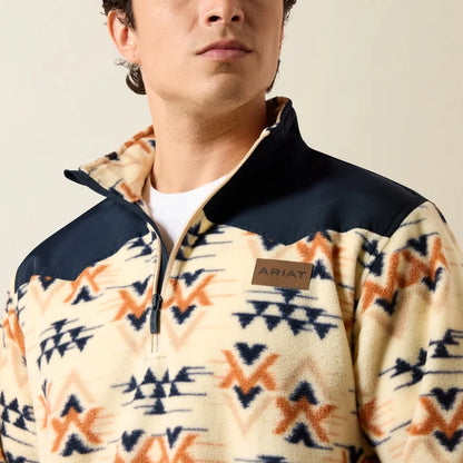 Ariat Basis Fleece Pullover in Oxford Tan Arrows