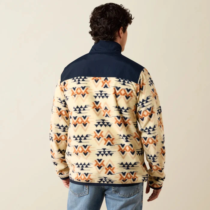 Ariat Basis Fleece Pullover in Oxford Tan Arrows