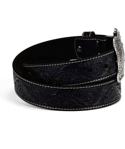 Ariat Black Tooled Leather Buckle Belt