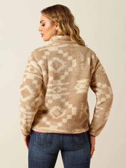 Ariat Cream Berber Snap Front Lone Ridge Print Sweatshirt