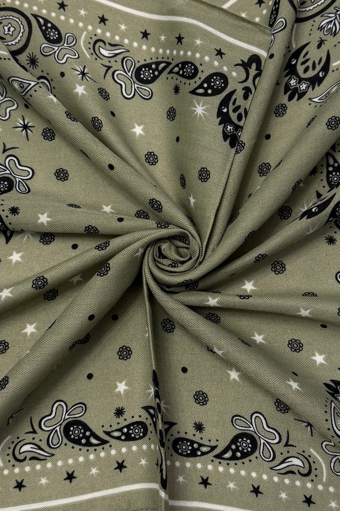 Army Green Paisley Wildrag Bandana