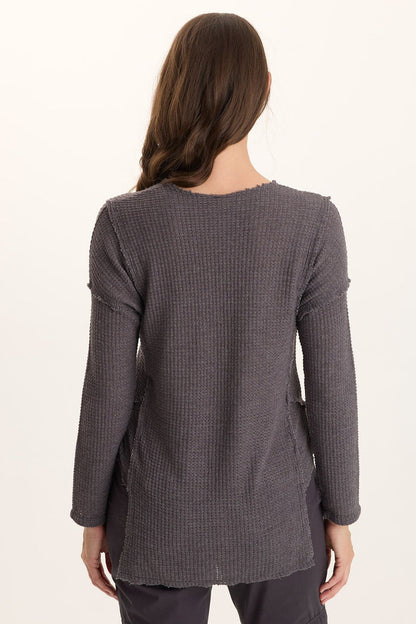XCVI Arnie Thermal Asymmetrical Hem V-Neck Top