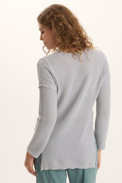 XCVI Arnie Thermal Asymmetrical Hem V-Neck Top