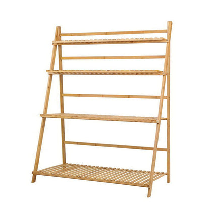 Artiss Plant Stand 4 Tier Bamboo Slat Flower Pot Shelf Pine -Home Living Store - -
