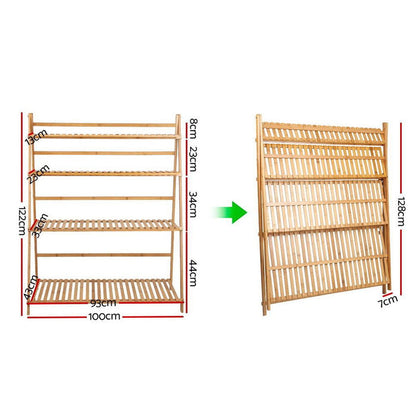 Artiss Plant Stand 4 Tier Bamboo Slat Flower Pot Shelf Pine -Home Living Store - -