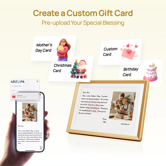 Arzopa D10 10.1" Digital Photo Frame - Champagne Gold