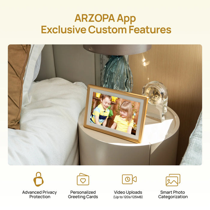 Arzopa D10 10.1" Digital Photo Frame - Champagne Gold