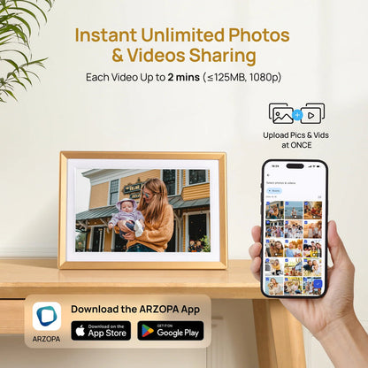 Arzopa D10 10.1" Digital Photo Frame - Champagne Gold