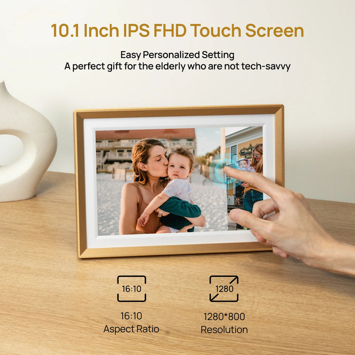 Arzopa D10 10.1" Digital Photo Frame - Champagne Gold