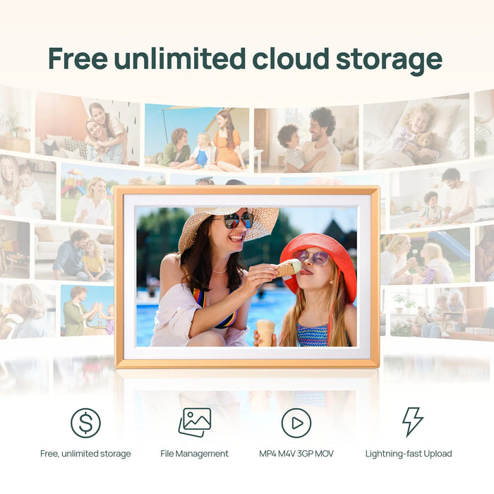 Arzopa D14 14" Digital Photo Frame Champagne Gold | Touch Screen WiFi
